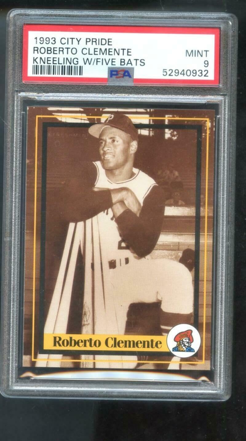 1993 City Pride Bread Roberto Clemente PSA 9 Graded Baseball Card MLB Kneeling 5 - Slabbed Baseball Cards