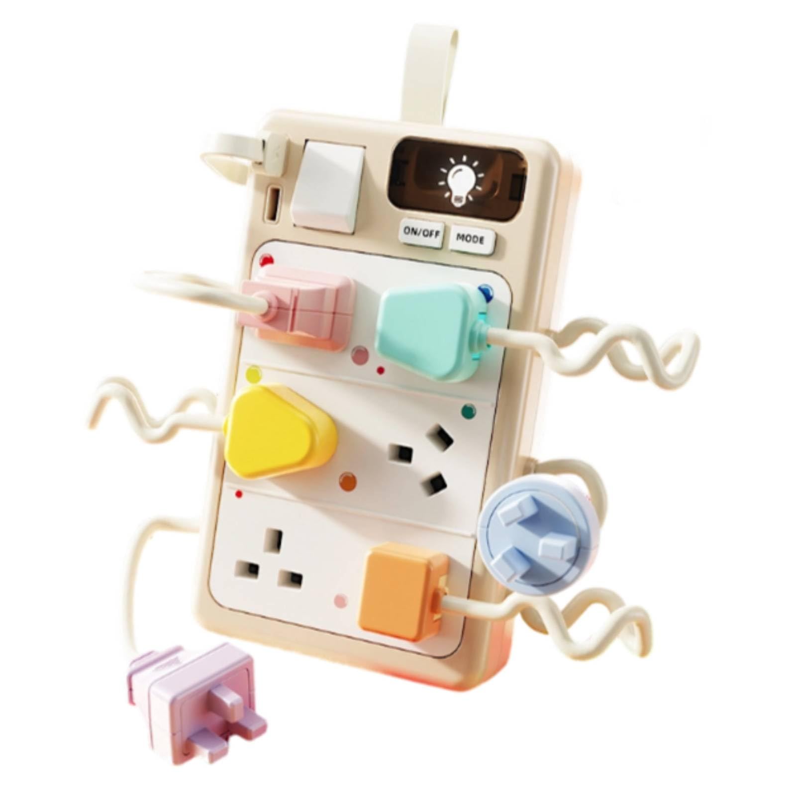 Lernschalter Lernspielzeug Schalter Steckdose Stecker Formensortierer mit Lichtern Und Tönen zur Förderung von Feinmotorik Und Hand Auge Koordination, Basic Rechargeable
