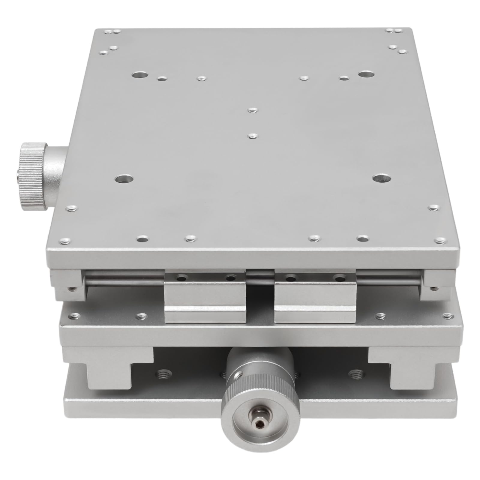 Manueller XY-2-Achsen-Lineartisch 50 * 80mm Schlaganfall M6 Threaded Hole Aluminiumlegierung Lineartisch mit Handrad XY Linear Stages für IC, U-Disk, MP3, Speicherkarte Positionsmarkierung