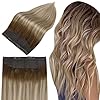Full Shine Wire Hair Extensions Real Human Hair Fishing Line Hair Extensions Secret Extensions Brown Mix With Blonde Balayage Ombre Invisible Wire Hair Extension Human Hair 14 Inch 70g