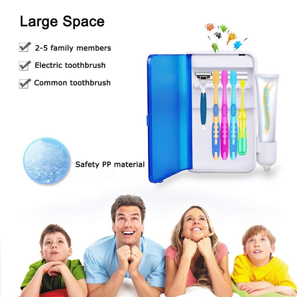 Stérilisateurs de Brosse a Dents, Boîte de Désinfectant UV, Soins Dentaires de Santé, Étui de Rangement Mural pour Brosse a Dents avec Support de Dentifrice