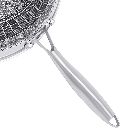 Miniatura 9 de Sartén antiadherente de acero inoxidable con tapa y asa, pantalla de doble cara, sartén de fondo plano de panal, funciona con placas de inducción,