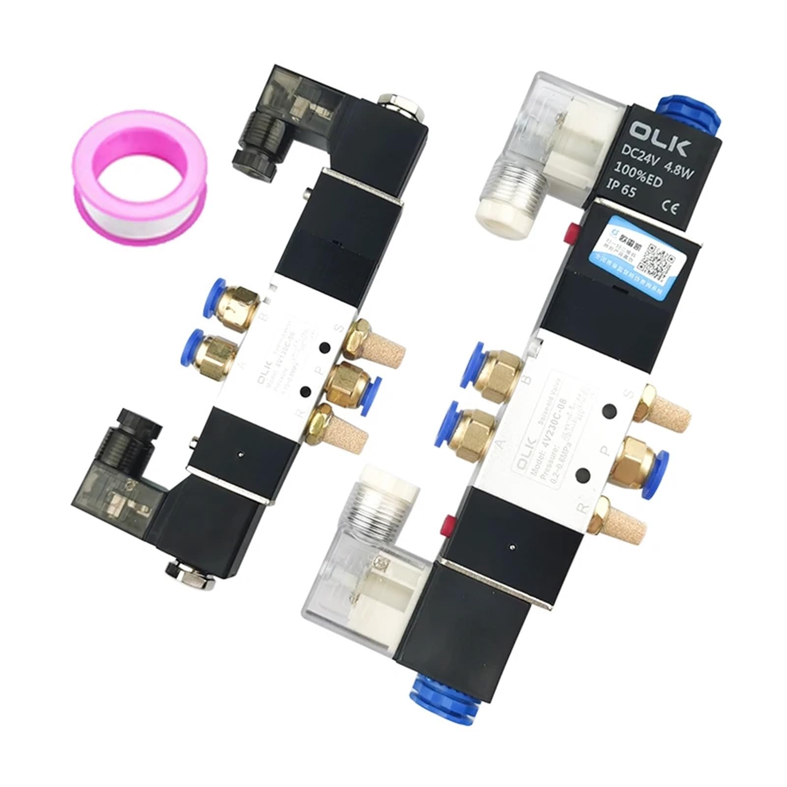 3 Posiciones 5 Puertos 4V130C-06 4V230C-08 4V330C-10 4V430C-15 Válvulas solenoides de Aire Control neumáticas Tamaño : DC12V(Coil,AC220V)