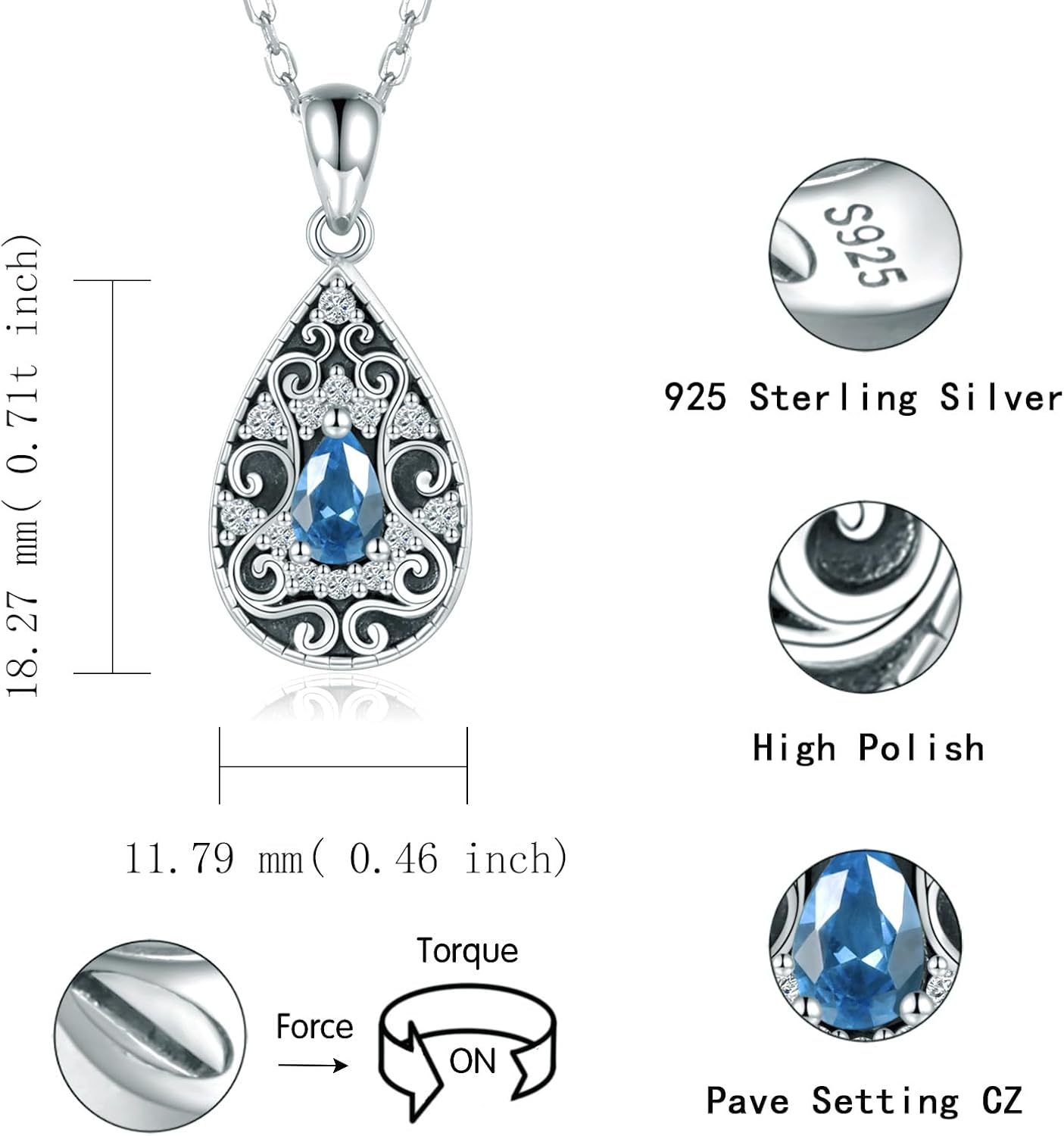 925 Sterling Silver Teardrop Cremation Necklace Keepsake Urn Jewelry for Ashes of Loved Ones - Image 4