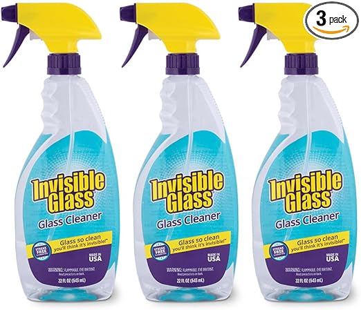Invisible Glass 92160-3PK Premium Glass and Window Cleaner for Auto and Home Cleans Glass, Windows, Glass Cooktops, Patio Doors, and More, Streak-Free, Ammonia-Free, Tint-Safe, 22 Fl Oz, Pack of 3
