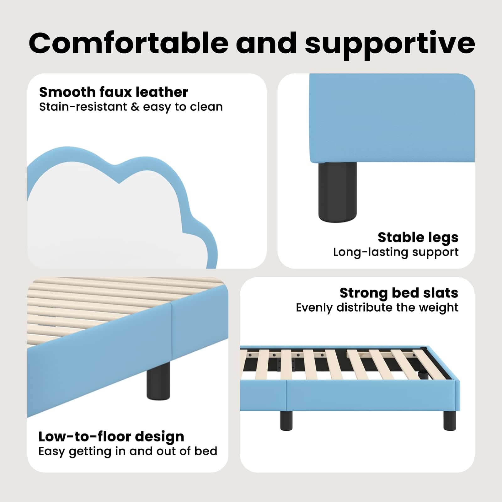 vidaXL Struttura Letto Bambini con Testata Blu 80 x 160 cm PU, Camera Elegante, Letto Minimalista, Spazio di stoccaggio, Design Moderno, Funzionale per Interni