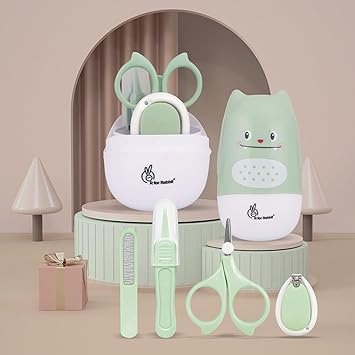 R for Rabbit Stylo Kitty New Born Baby 4 in1 Nail Grooming Kit for Baby Manicure Set with Kids Nail Cutter, Tweezer, Filer and Scissors (Green) - image, photos