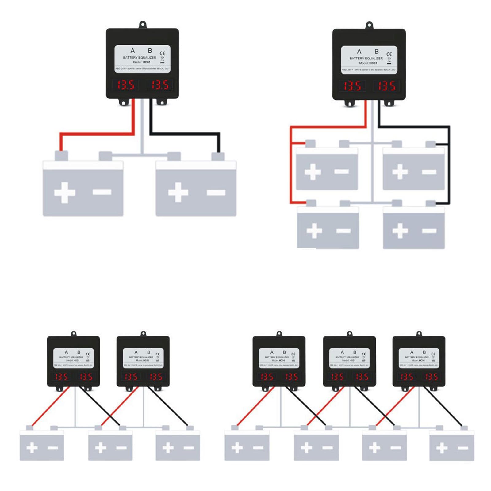 Cryfokt 24-V-Batterie-Equalizer, Professioneller Intelligenter Spannungsausgleicher für die Aufrechterhaltung Einer Gesunden Batterielebensdauer, 1 Set