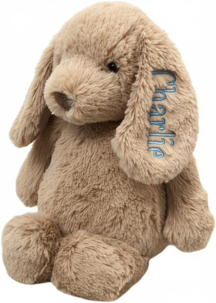 Personalizaed Stuffed Animal Plush Dog, Custom Monogrammed Stuffed Animal Puppy Dog with Kids Name Plush Toy for Kids Birthday Baby Shower Party Decoration Easter Gift (StyleA)
