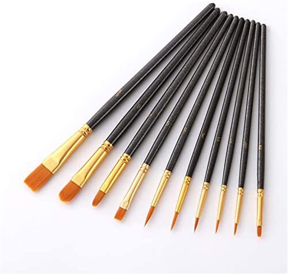 10Pcs Paint Brushes Set Nylon Hair Painting Brush Oil Acrylic Gouache Watercolor Pen Professional Art Supplies(D)