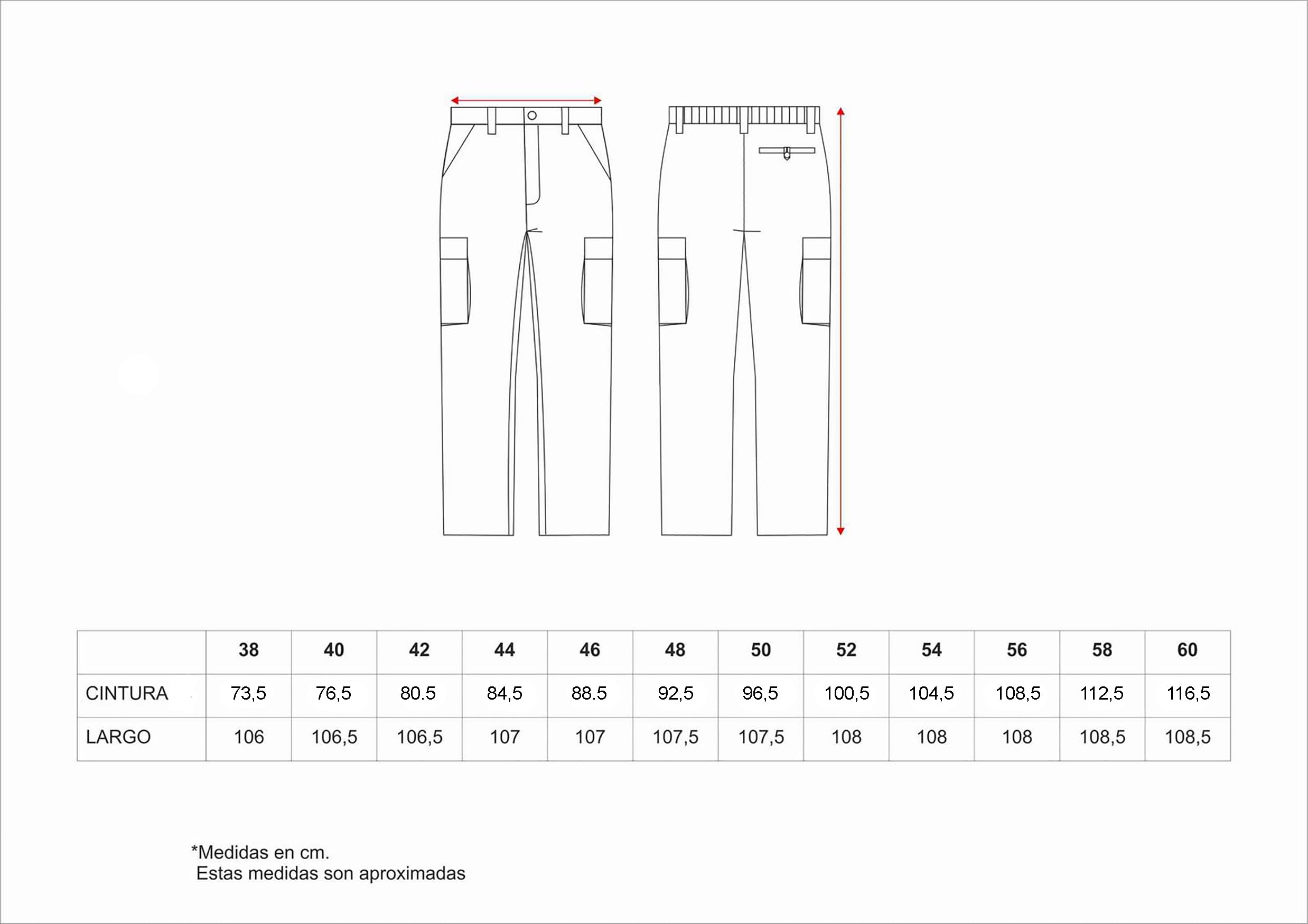 WORKTEAM Pantalón de Trabajo Multibolsillos Corte Recto Cintura Elástica