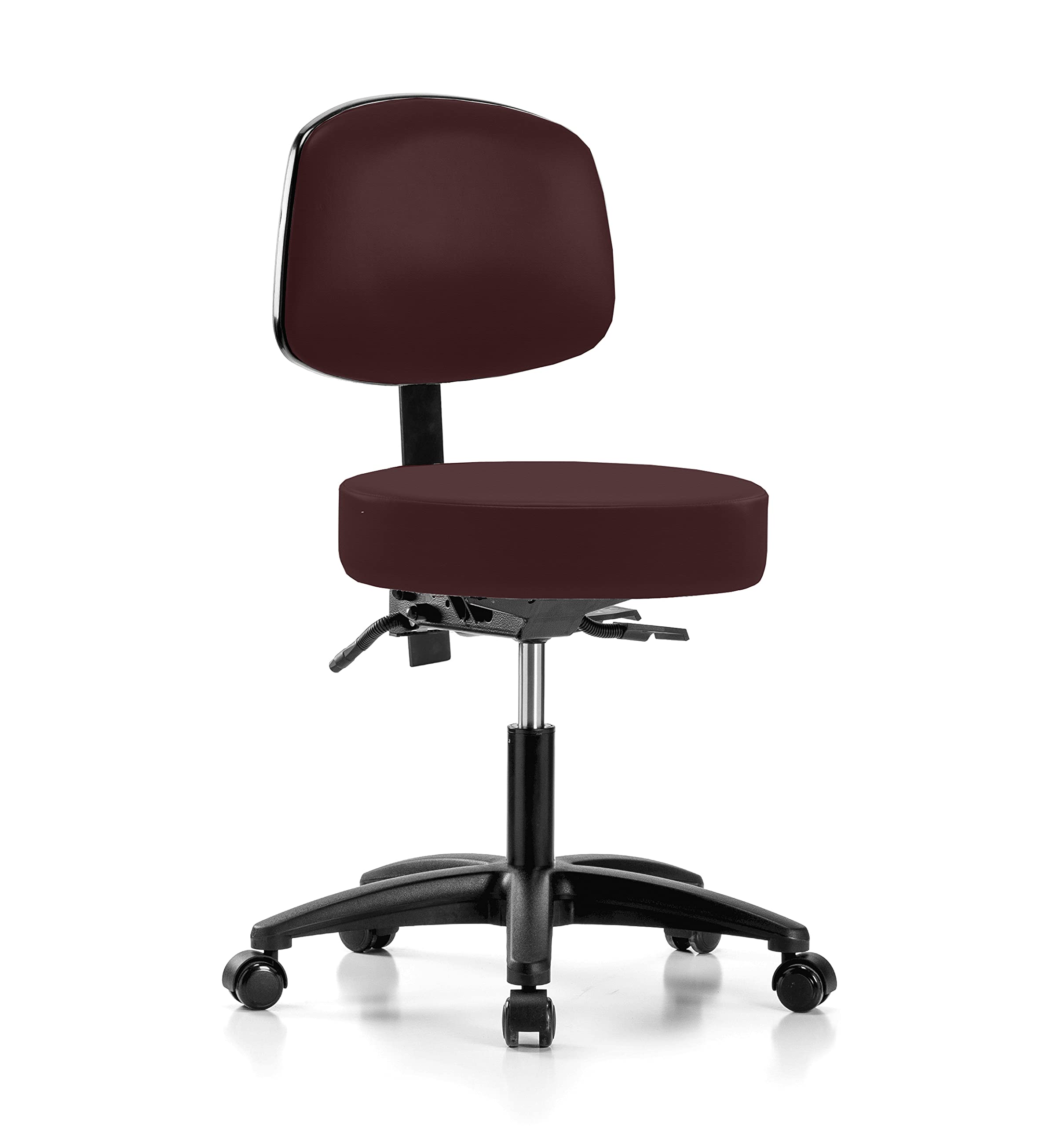 Perch Exam Stool, Casters, 18-23", Burgundy Fabric