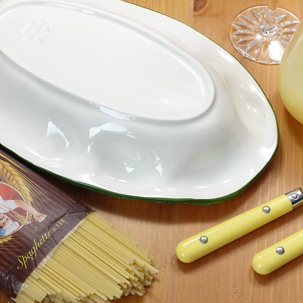 Amazon | イタリア製 陶器 メインディッシュ レリーフ レモン柄 楕円
