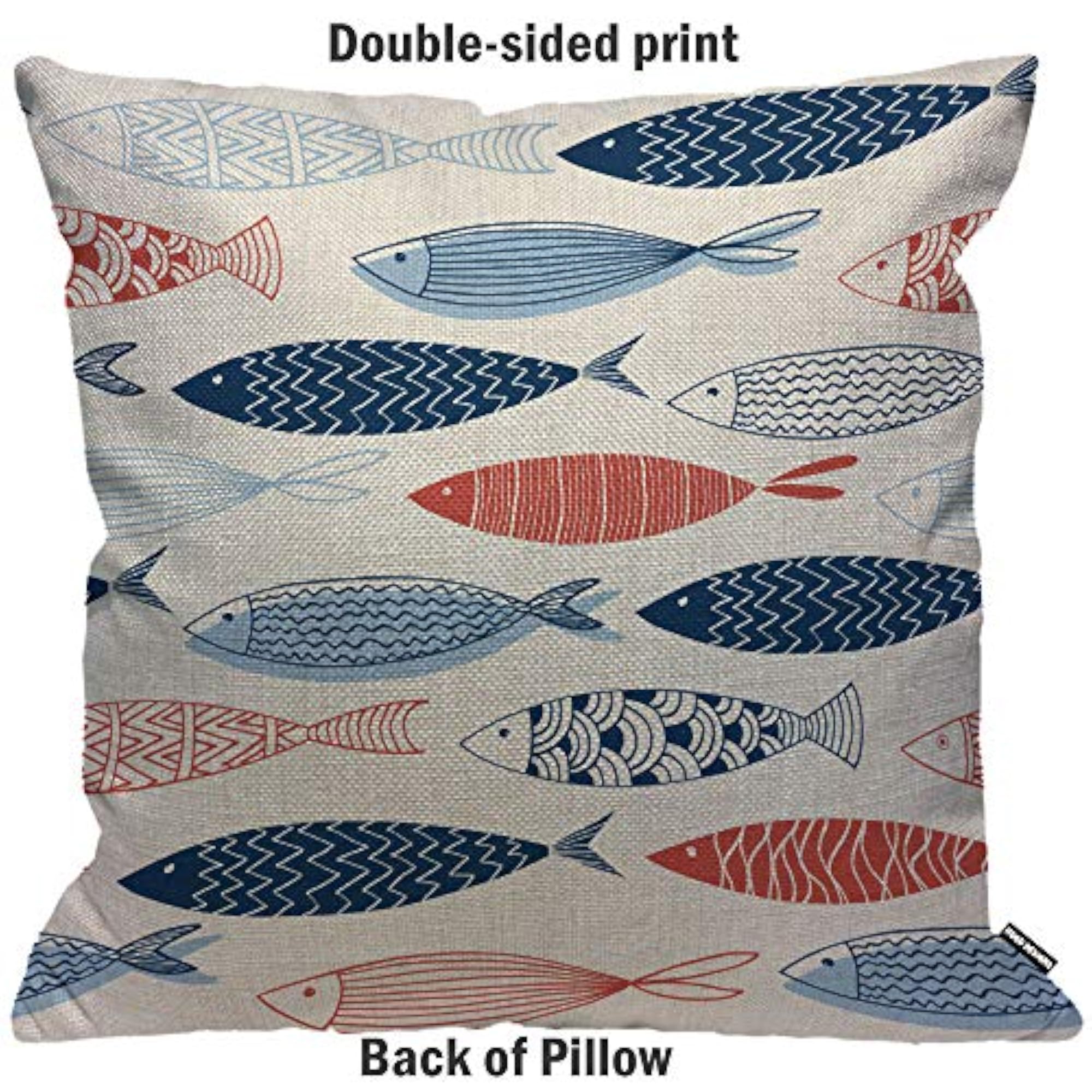 Fish Pattern Cushion Cover, Decorative Throw Pillow Case