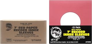 (1000) 7" 45rpm Red Vinyl Record Inner Sleeves - Archival Quality, Super Heavyweight 29# Paper with Hole - 07IWRE