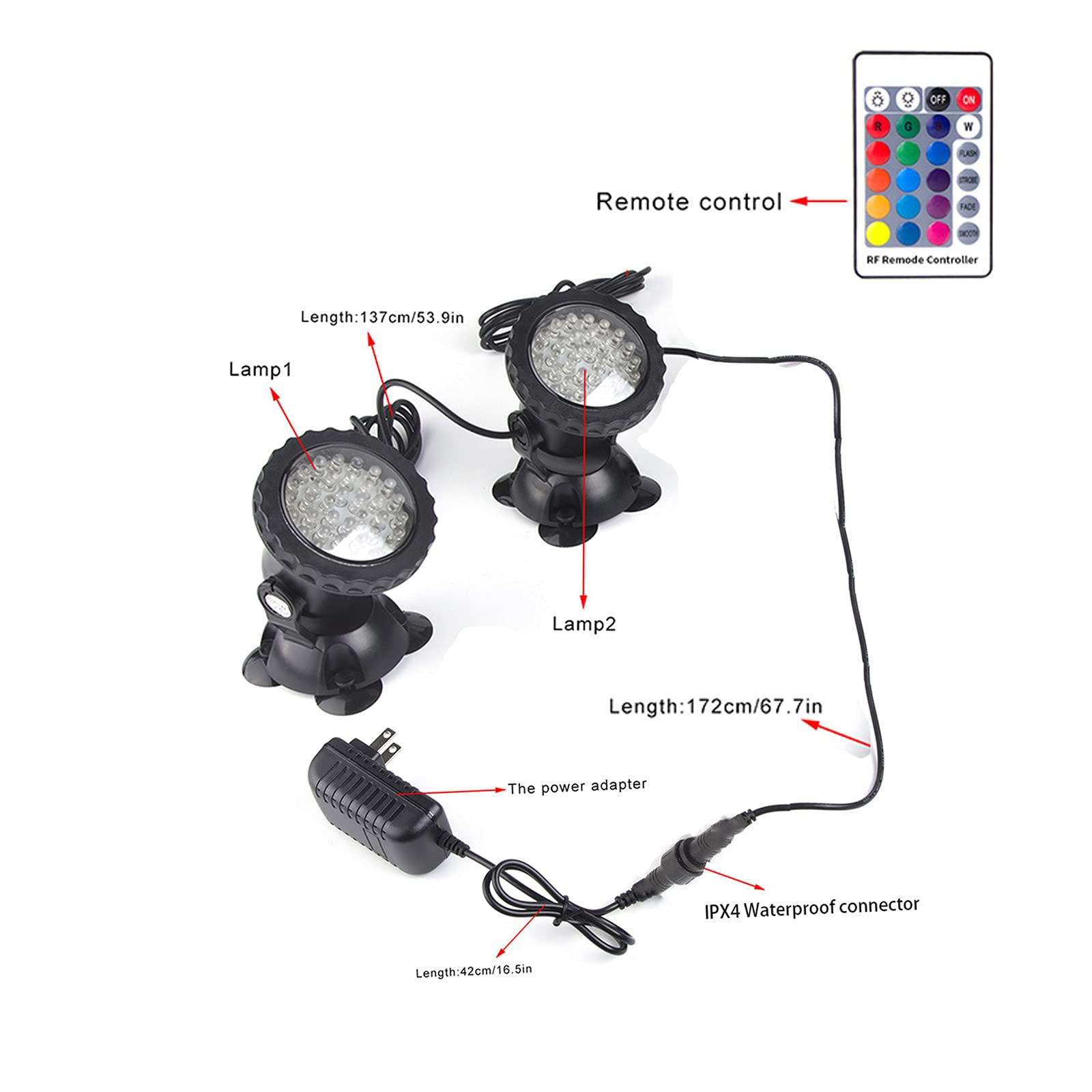 Luces de estanque que cambian de color, luces LED subacuáticas, luces de estanque, IP68, focos sumergibles impermeables, multicolor, regulables, juego de 6