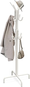 Simple Houseware Standing Coat/Hat Hanger Organizer Rack, 12 Hooks, White