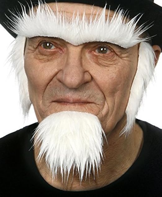 Mustaches Self Adhesive, Novelty, Uncle Sam Fake Beard, Fake Eyebrows and Fake Sideburns, False Facial Hair, Costume Accessory for Adults, White Color