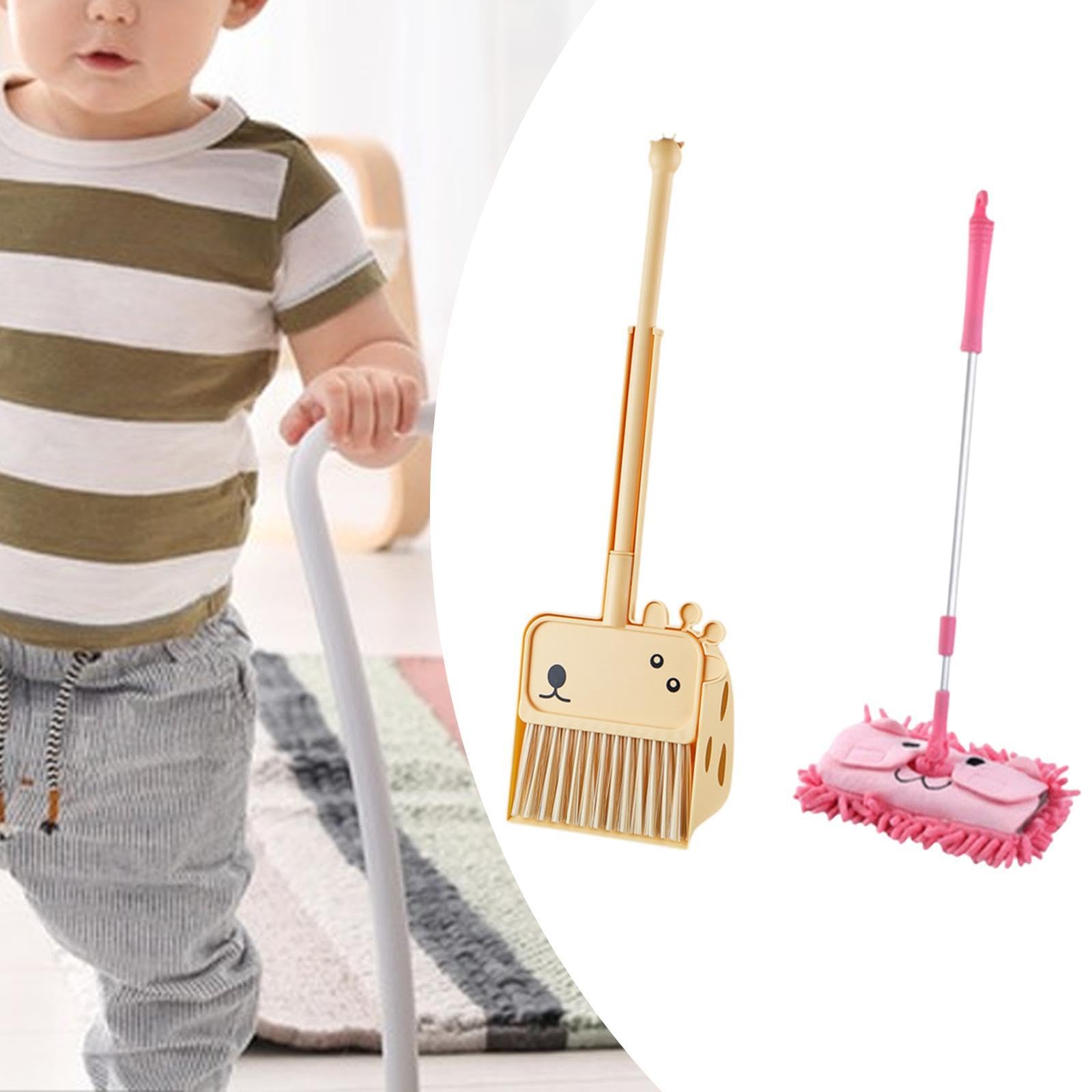 Set di 3 Mini Paletta per Il Gioco di Ruolo, Ideale per Lo Sviluppo delle Abilità di Pulizia nei Bambini dai 3 Ai 6 Anni, Rosa