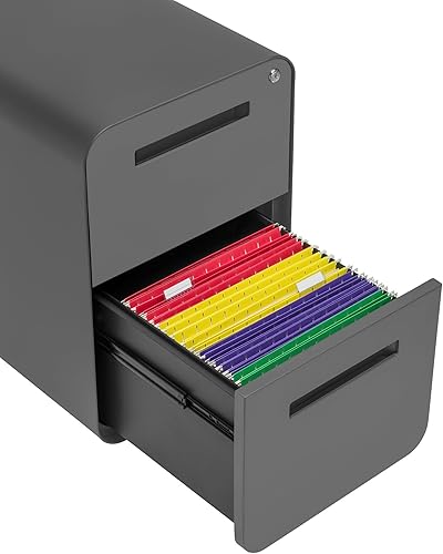 Miniatura 5 de Laura Davidson Furniture Stockpile - Archivador móvil de 2 cajones con cerradura, archivador de metal para debajo del escritorio, carpetas de