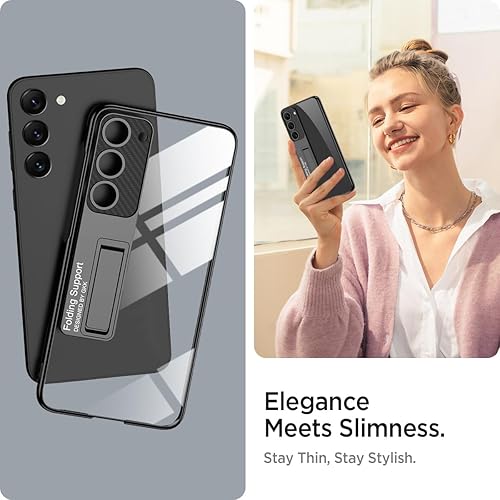 Miniatura 2 de Miimall Funda delgada para S24 Plus con soporte, protector completo elevado de la cámara, policarbonato duro, transparente, anti-amarillo, delgada,