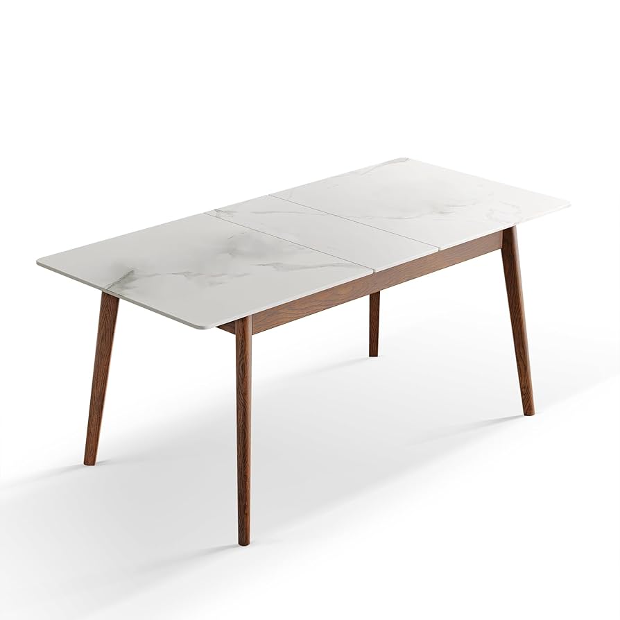 Amazon.com: Walnut Oak & White Slate Extendable Dining Table
