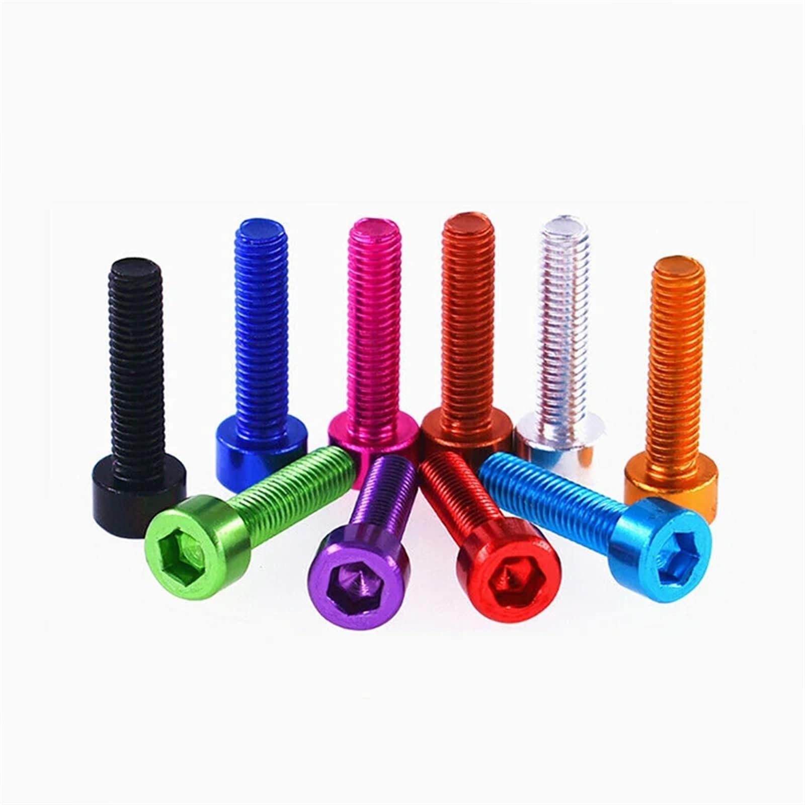 10 Stück M5 M6 Innensechskant-Maschinenschrauben mit Innensechskant, bunte Aluminiumlegierung 7075, Länge 6–40 mm(Golden Yellow,M5 x 15mm)
