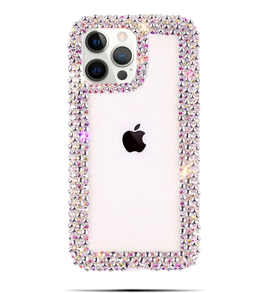 Bonitec Compatible with iPhone 16 Pro Max Case for Women Girls 3D Glitter Sparkle Bling Case Luxury Shiny Cute Crystal Charms Rhinestone Diamond