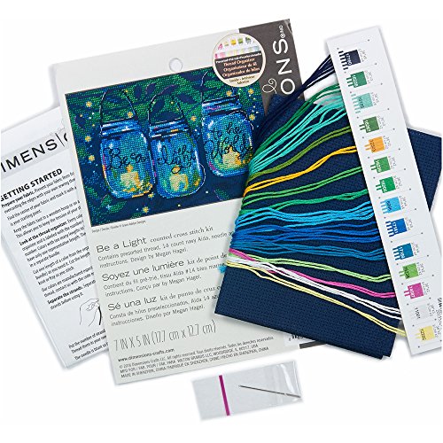 Dimensions Counted Cross Stitch Kit For Beginners, 'Be A Light', 14 Count Navy Aida, 7'' X 5'' #TOP3