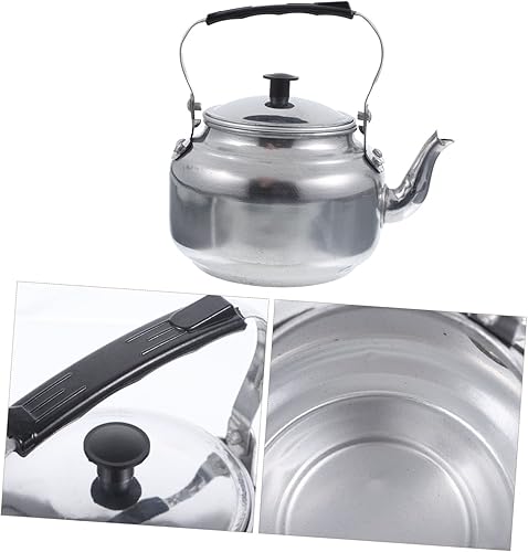 Miniatura 4 de Kichvoe Tetera de aluminio para estufa tetera vintage para campamento hervidor de agua con filtro de cocina hervidor de agua de metal para oficina y