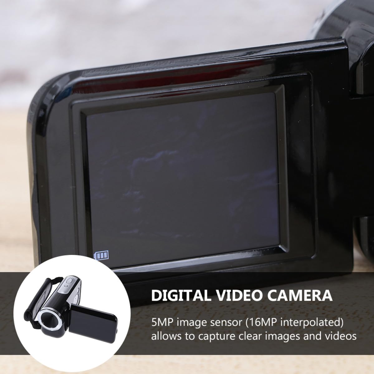 Kichvoe Caméra Vidéo Numérique Mini Dv Zoom Numérique 16x, Écran Tft 2 Pouces, Capteur 5mp, Mémoire Extensible Jusqu'à 32 Go, pour Enregistrement Portable