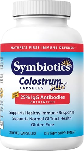 Symbiotics Cápsulas de calostro Plus, apoya una respuesta inmunitaria saludable (240 cápsulas)