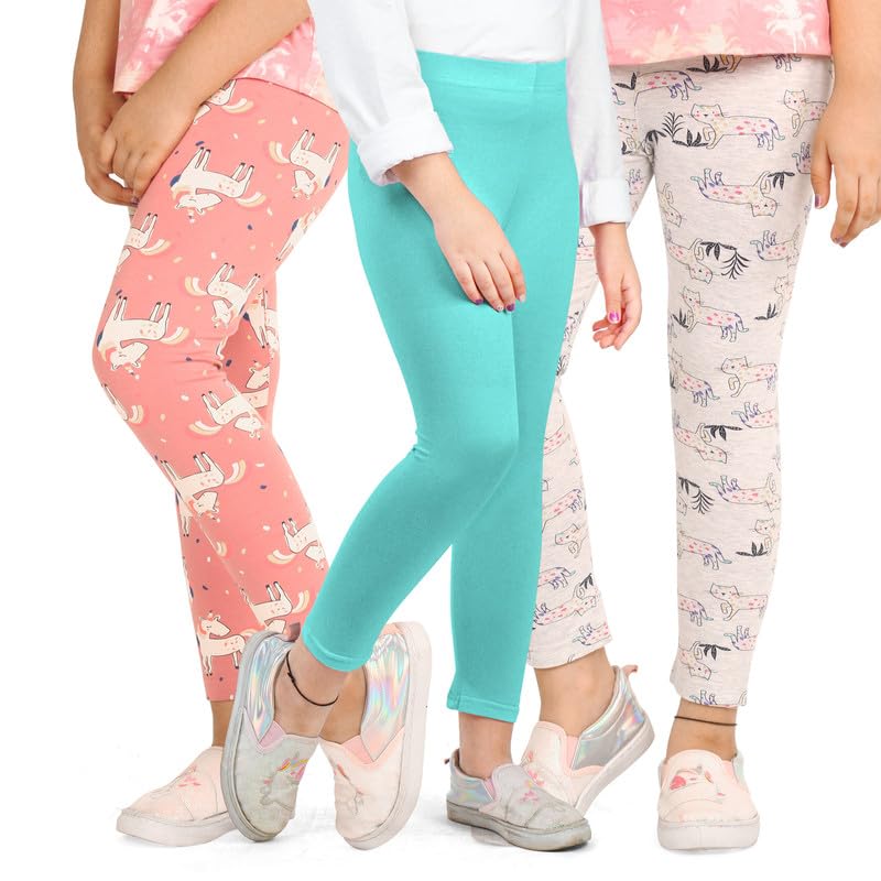 Image of ARIEL Girls Cotton Printed Regular Fit Non-Transparent Ankle Length Leggings