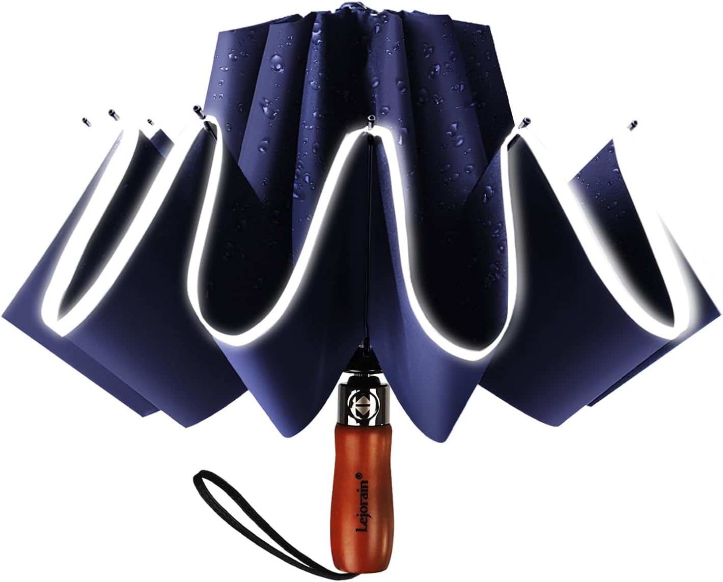 Lejorain Golf Large Inverted Umbrella - Black Big Windproof Heavy Duty Upside Down 46/50/54 Inch Compact Reverse Car Automatic Folding Reflective Umbrella 02.Dark Blue 54inch