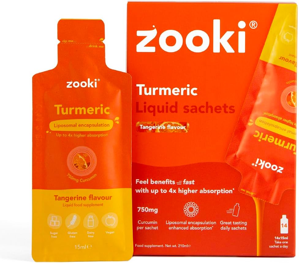 Liposomal Curcumin 750mg Liquid Turmeric Sachets, High Strength Turmeric Curcumin Supplement, Antioxidant Support, Vegan Liposomal Curcumin Liquid Turmeric (Tangerine Flavour, 14 Servings)