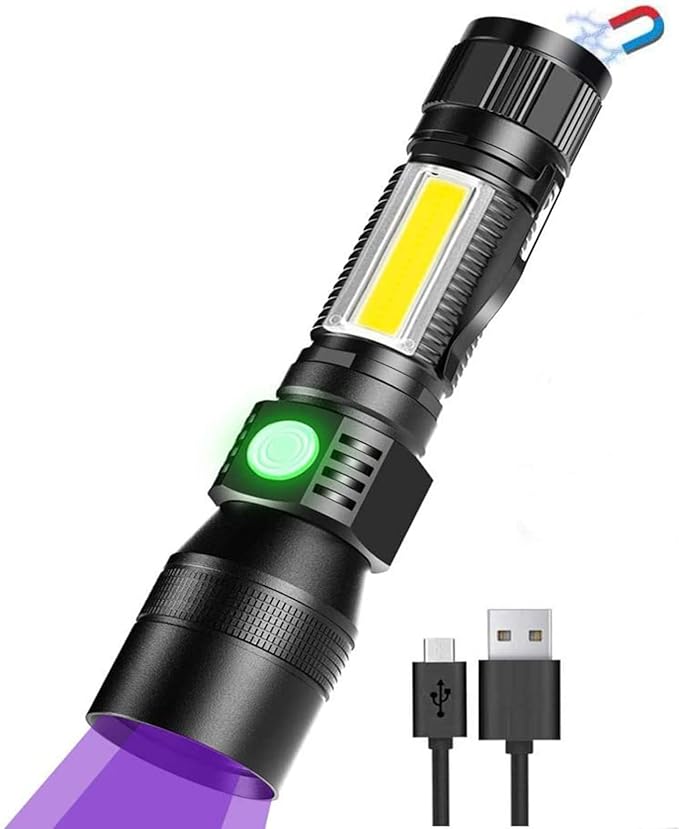 Fay Bless Blacklight Flashlights, 3 in 1 UV Flashlight Rechargeable ...