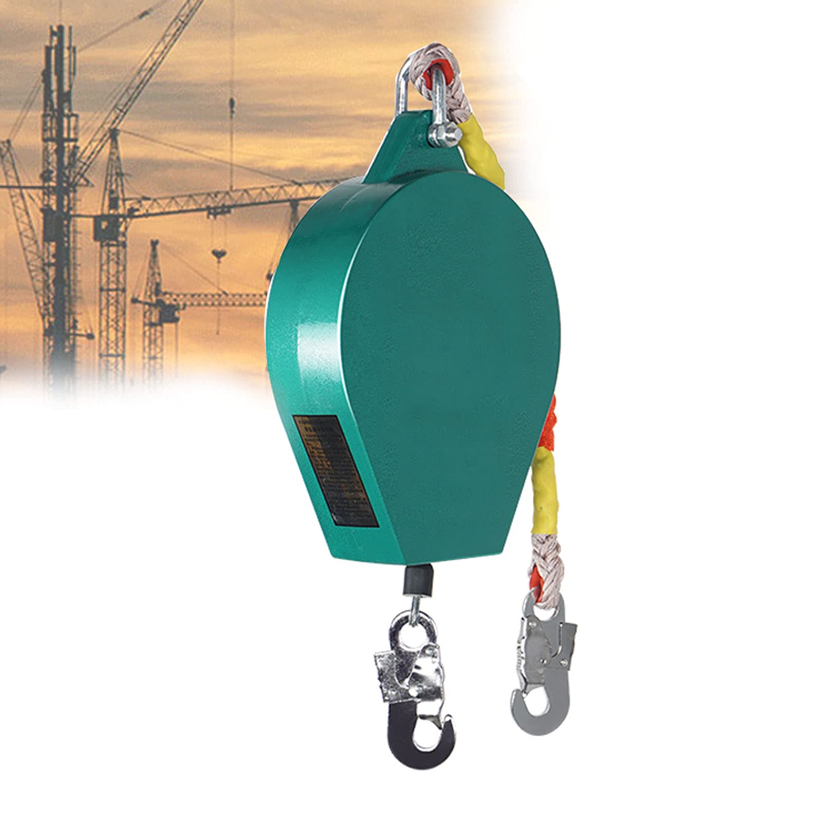 Dispositivo Anticaídas Retráctil, Autobloqueo Doble Arnes de Seguridad Anticaídas Retráctil para Andamio Construcción a Gran Altitud, 3-20m, Cuerda de Alambre Engrosada, Carga: 150kg