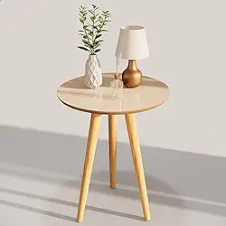 Mesinha Lateral Com Pés Em Madeira Etilo Retro Sala E Quarto (Off White Freijó)