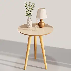Mesinha Lateral Com Pés Em Madeira Etilo Retro Sala E Quarto (Off White Freijó)