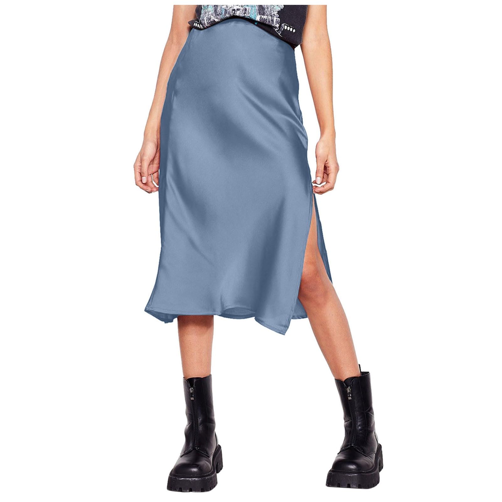 Robe en satin fluide taille haute résolvant le manque d'élégance
