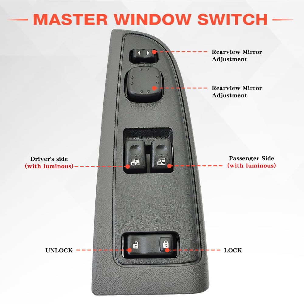 Plug And Play Power Window Switch Power Window Switch Replacement W/ Bezel For 2003-2007 Chevy Silverado, Tahoe, Suburban, GMC Sierra & More - Passenger Side Master Control Master Window Switch For GM Trucks