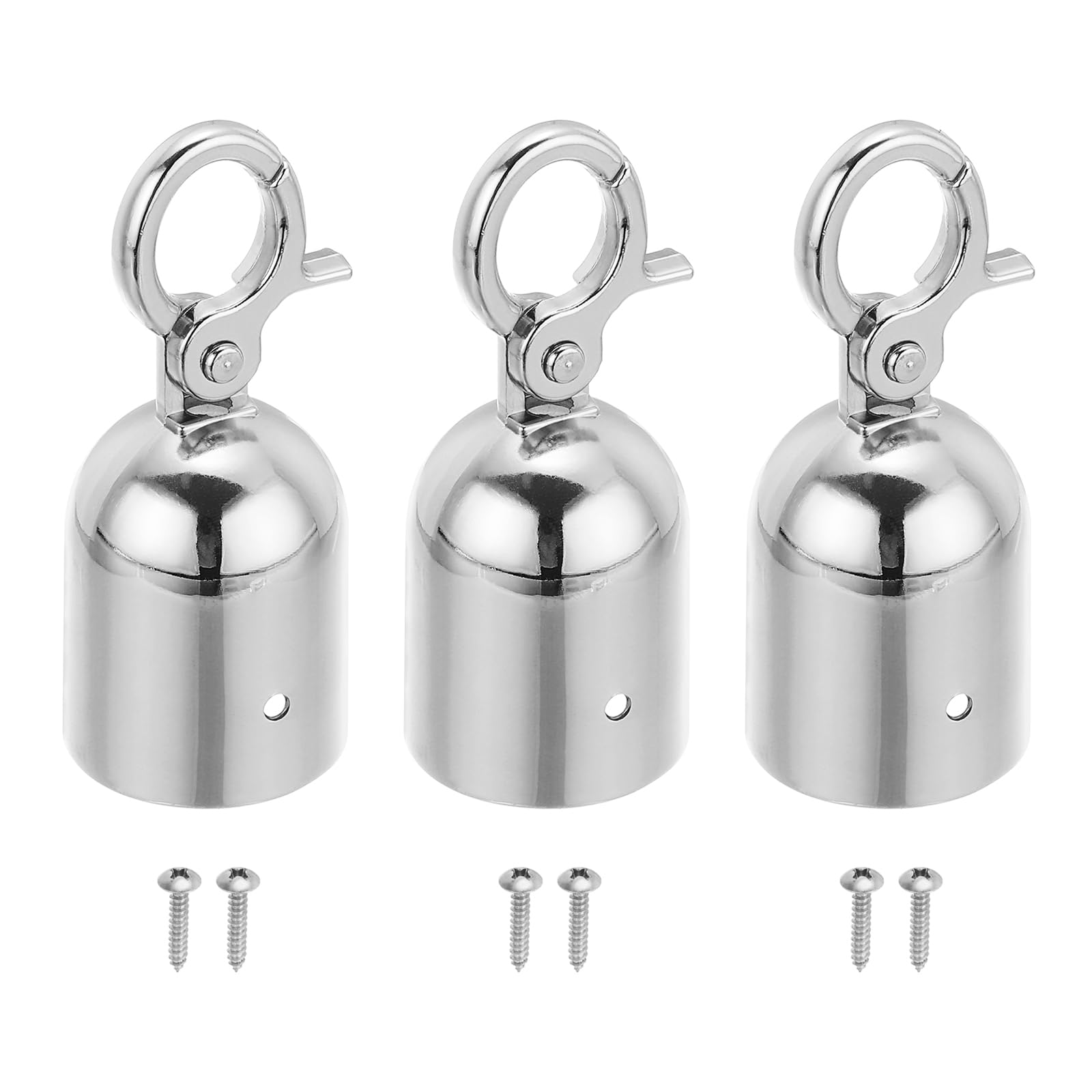Embout de cordage pour barrière PATIKIL argenté avec crochets de guidage - Lot de 3