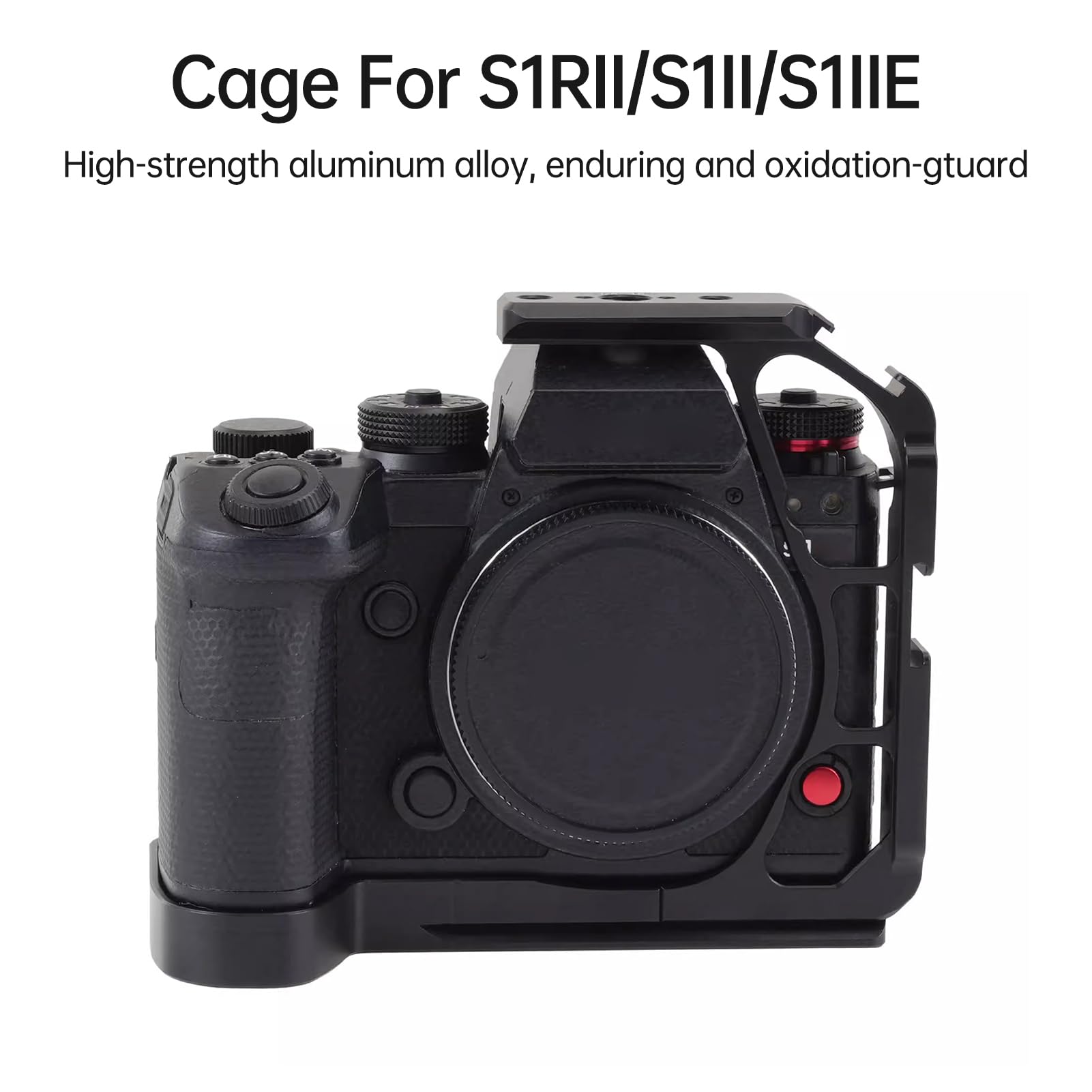 Halber Kamerakäfig für Lumix S1 II S1R II, Aluminium-Video-Rig mit Arca Swiss-Schnellwechselplatte, NATO-Schiene und Kaltschuh für Stativ-Kardanstabilisator, 1/4 3/8 Halterungen