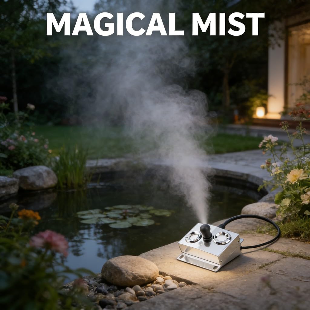 Ultrasonic Fogger 2 Head Mist Maker 4.5L / H 36V Stainless Steel for Pond Garden Lawn - IP67 Waterproof, Quiet Operation, Ideal for Indoor and Outdoor Landscaping