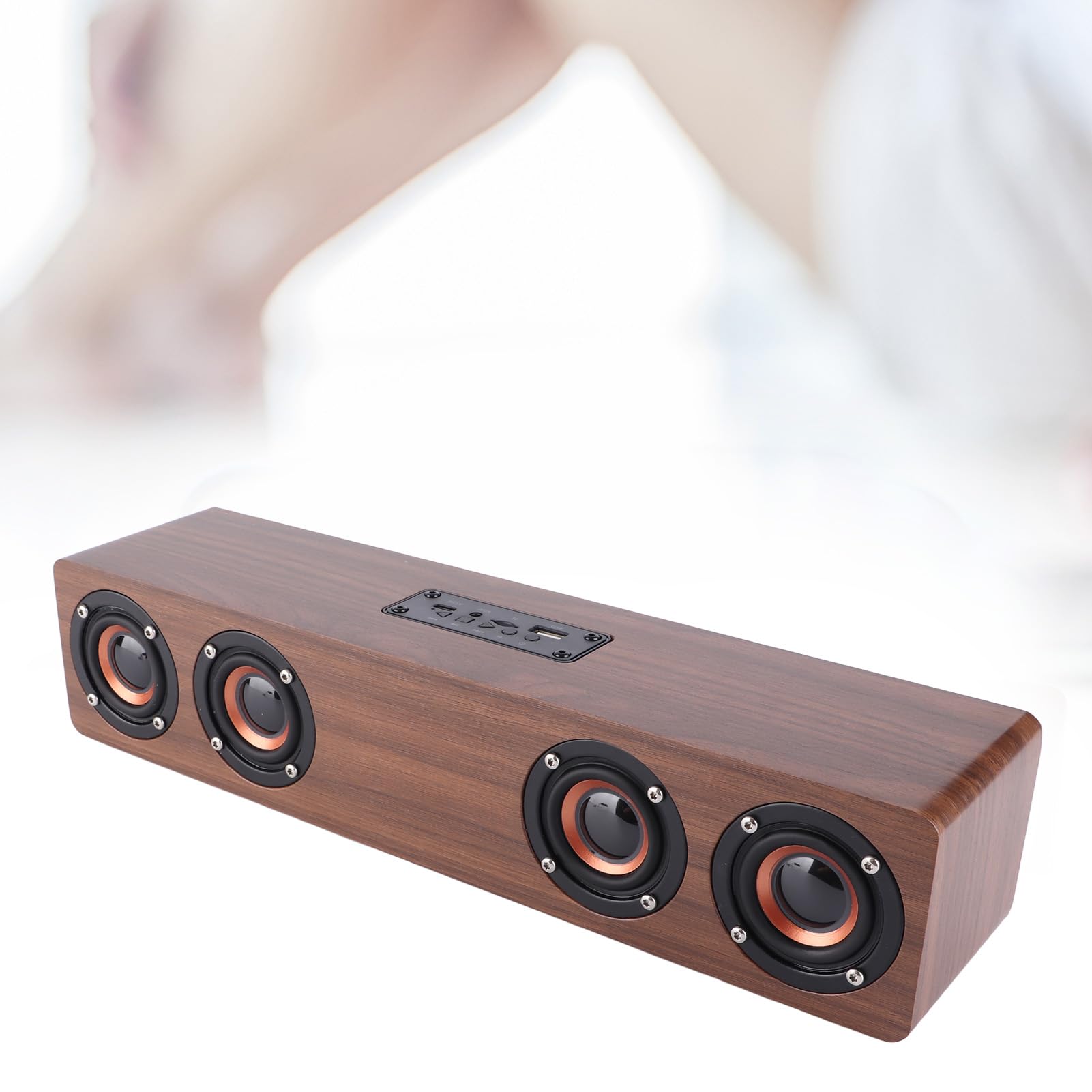 Głośnik Bluetooth Sunicon, drewniany domowy sprzęt audio Retro głośnik Bluetooth 3D głośnik surround zewnętrzny przenośny głośnik do laptopa telefon komórkowy (Brown wood grain (export))
