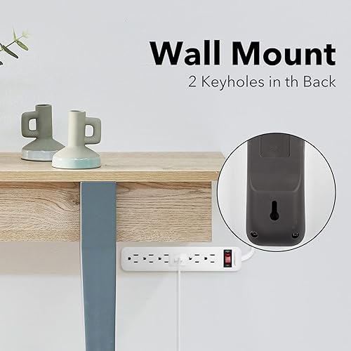 Miniatura 6 de Clear Power 6 Outlet Power Strip 3 ft Power Cord, Low-Profile Flat Plug, 3-Prong Grounded, White, 15 Amp Circuit Breaker, 2 Pack, DC3S-00222P-DC