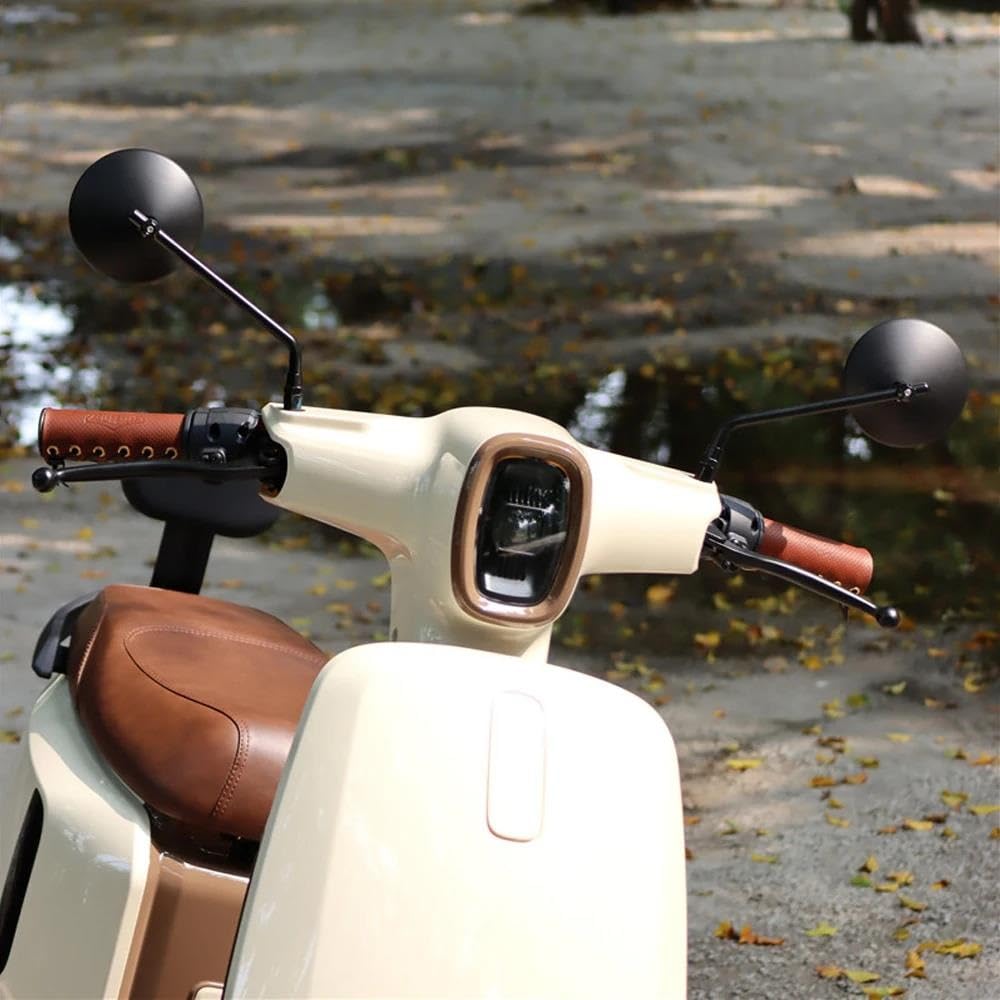 Rétroviseurs Latéraux Ronds Pour Moto Pour Royal Enfield Pour Continental GT Pour Interceptor 650 Noirs 10 Mm Ensemble rétroviseurs de moto(Fibre de carbone)