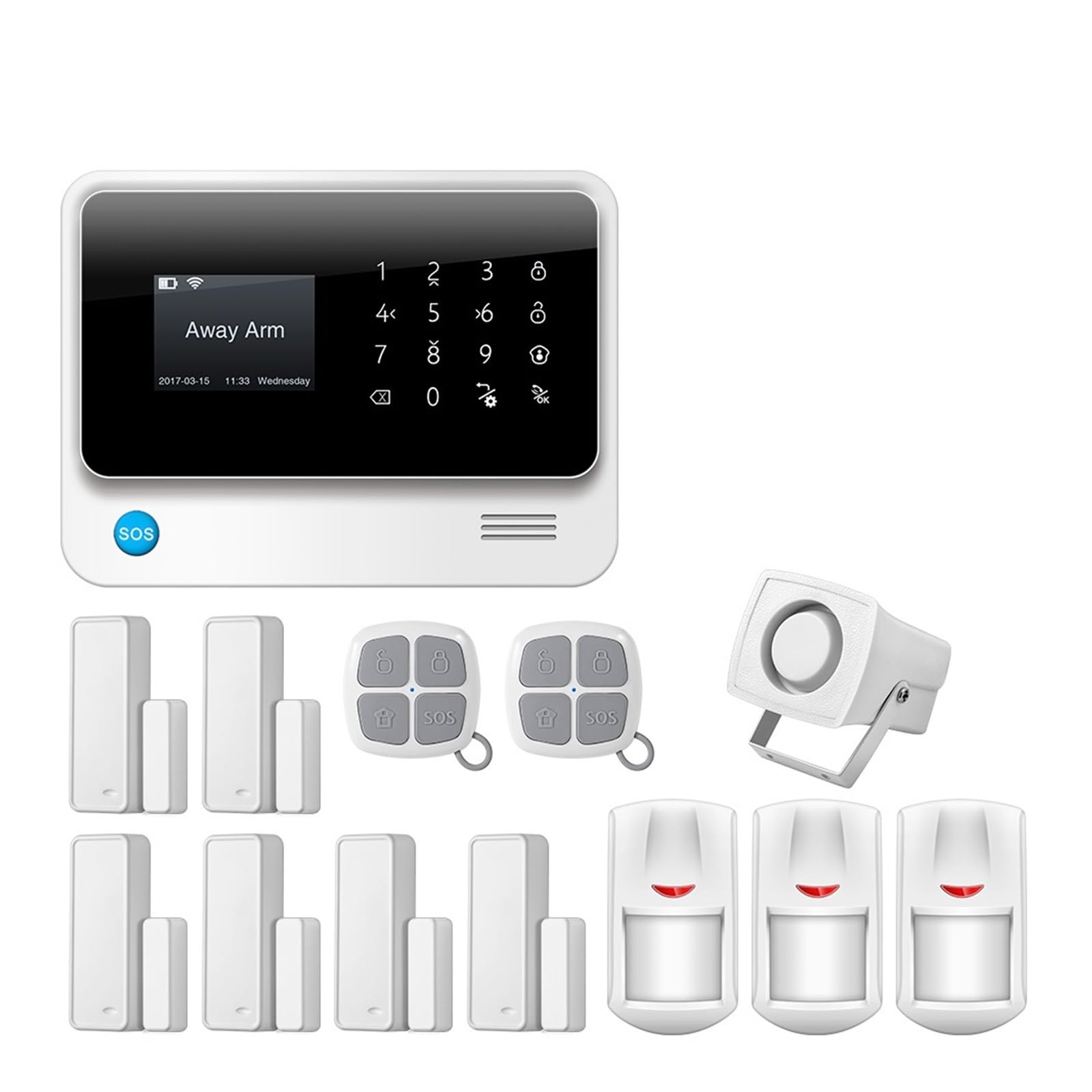 Sistema de Alarma para Casa, De Alarma 3G GSM Inalámbrico De Alarma De Seguridad For El Hogar Con Aplicación Remota Sensores Detectores De Control,para el hogar(White color Kit 4)