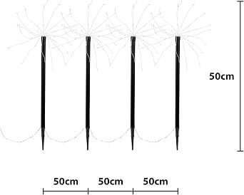 Taylor & Brown 4 Pack 160 LED Warm White Starburst Christmas Pathway Lights, Firework Path Decorations, Outdoor Garden Stake Lighting, 50cm Tall, Mains Powered [Energy Class A]