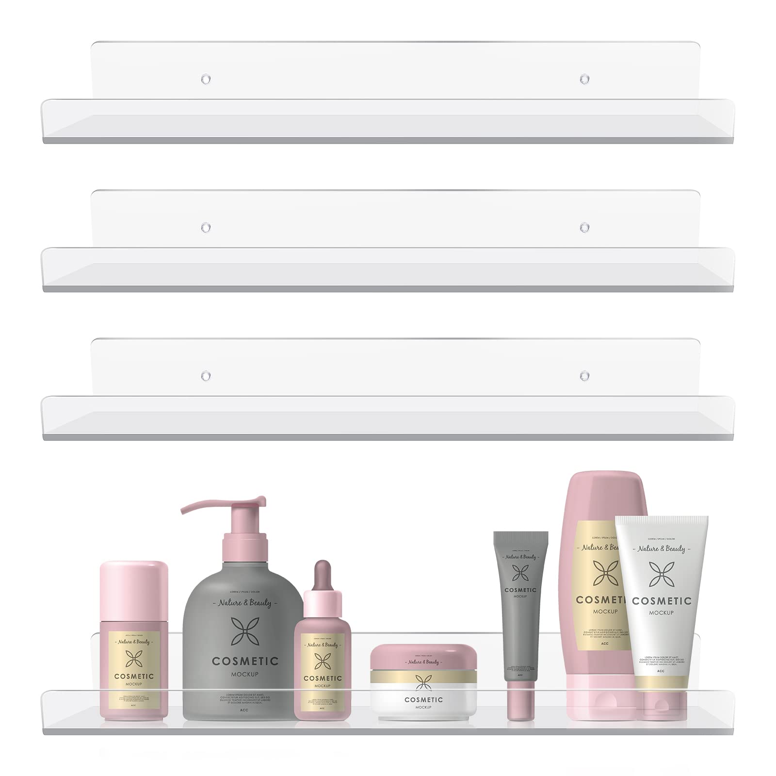 Floating Shelves for Wall, 4 Pack 15 inch Acrylic Wall Shelves,Wall